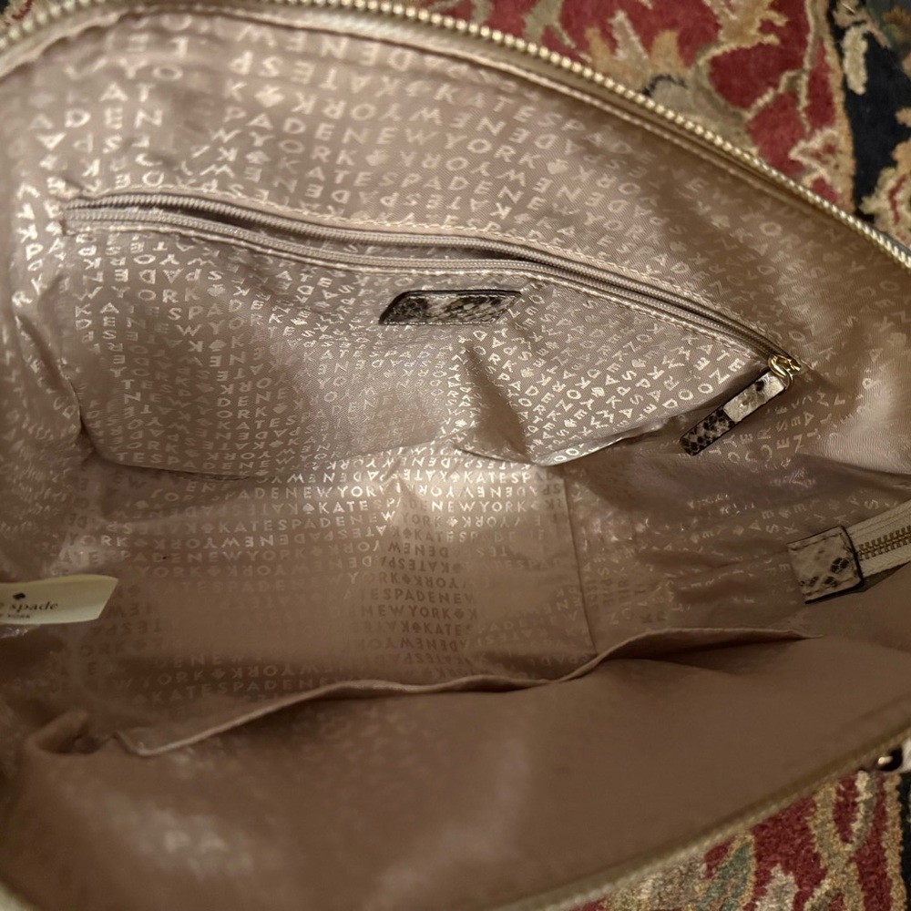kate spade Neutral Snake-Print Satchel with Gold Hardware - Picture 4 of 6
